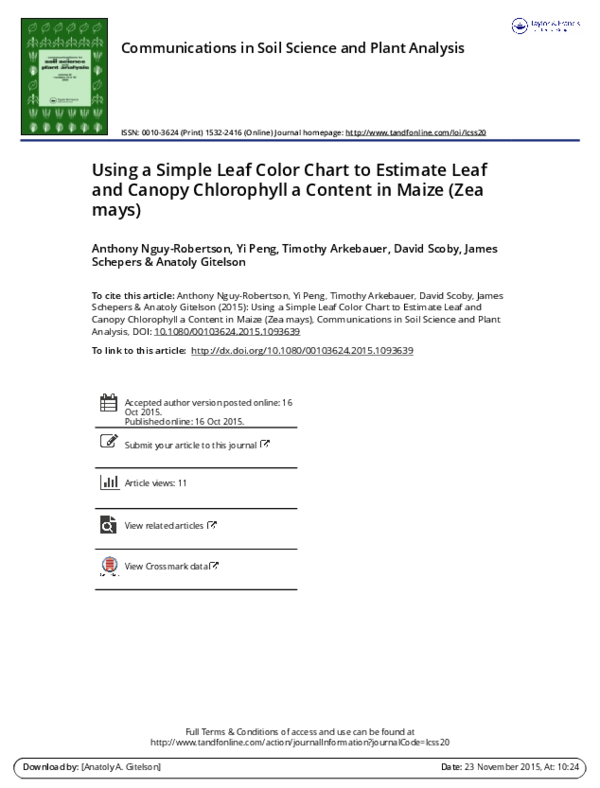 (PDF) Using a Simple Leaf Color Chart to Estimate Leaf and Canopy ...