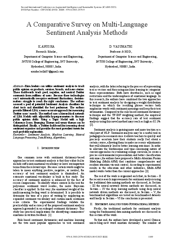 (PDF) A Comparative Survey on Multi-Language Sentiment Analysis Methods