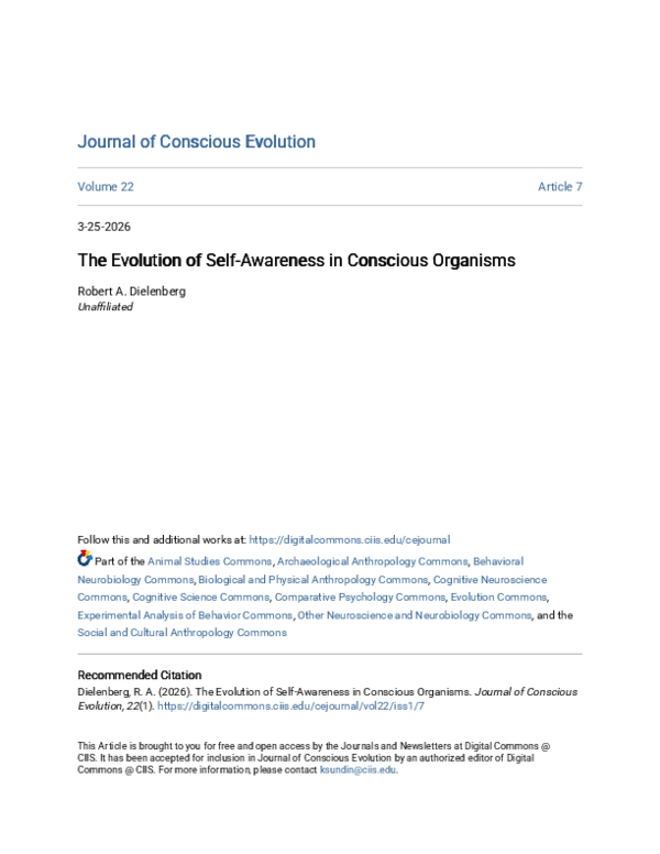 (PDF) The Evolution of Self-Awareness in Conscious Organisms