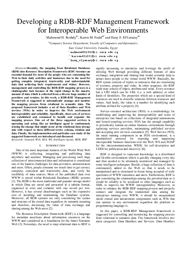 (PDF) Developing a RDB-RDF management framework for interoperable web ...