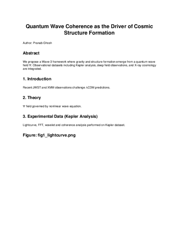 (PDF) Quantum Wave Coherence as the Driver of Cosmic Structure Formation