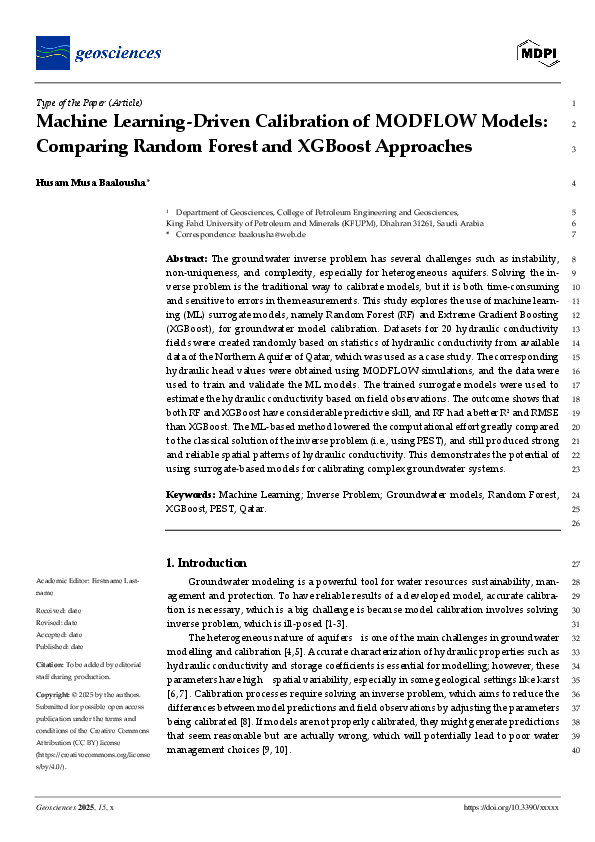 (PDF) Machine Learning-Driven Calibration of MODFLOW Models: Comparing ...