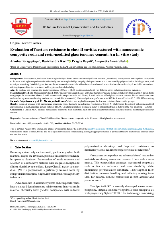 (PDF) Evaluation of fracture resistance in class II cavities restored ...