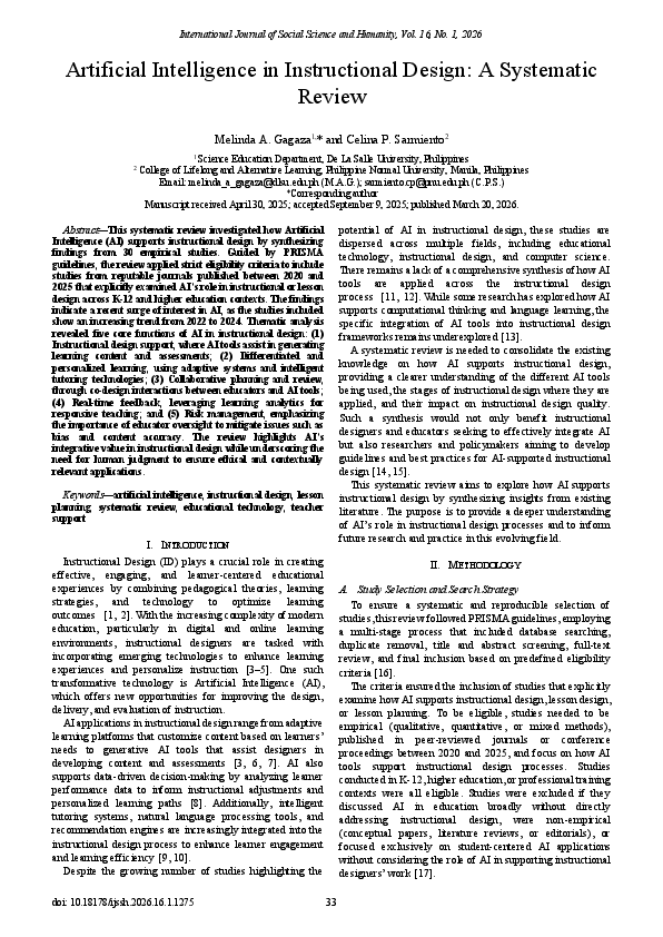 (PDF) Artificial Intelligence in Instructional Design: A Systematic Review