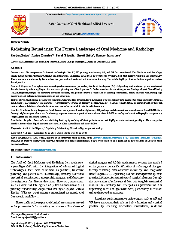 (PDF) Redefining Boundaries: The Future Landscape of Oral Medicine and ...