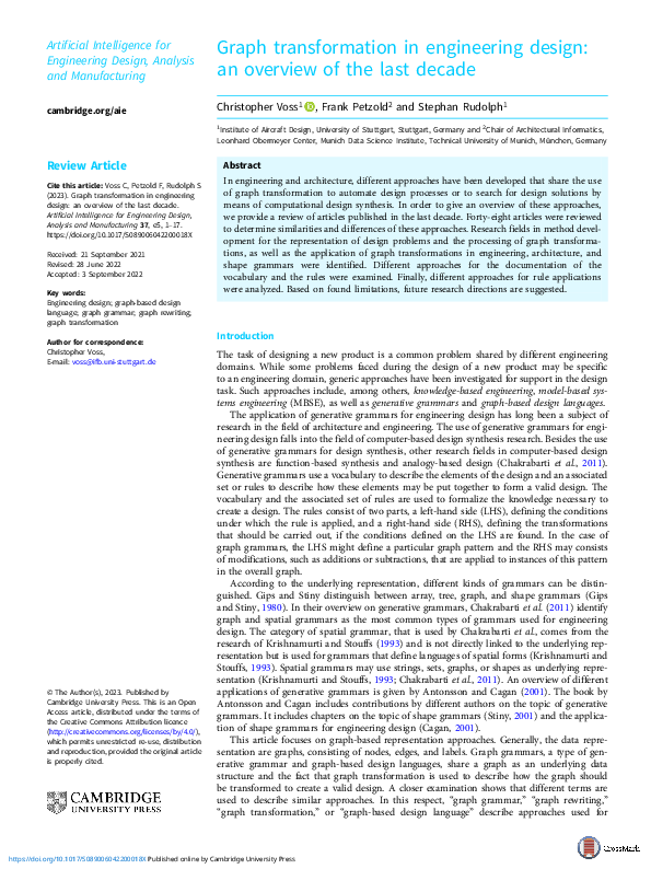 (PDF) Graph transformation in engineering design: an overview of the ...