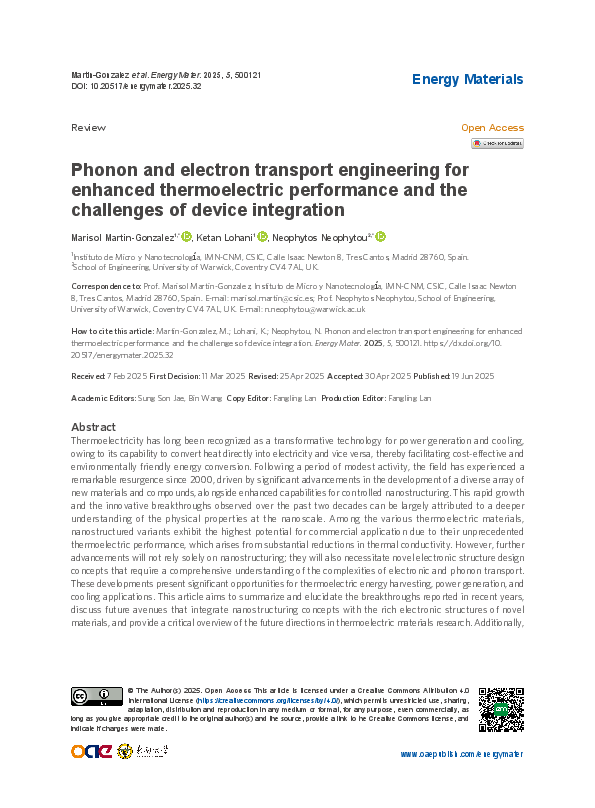 (PDF) Phonon and electron transport engineering for enhanced ...