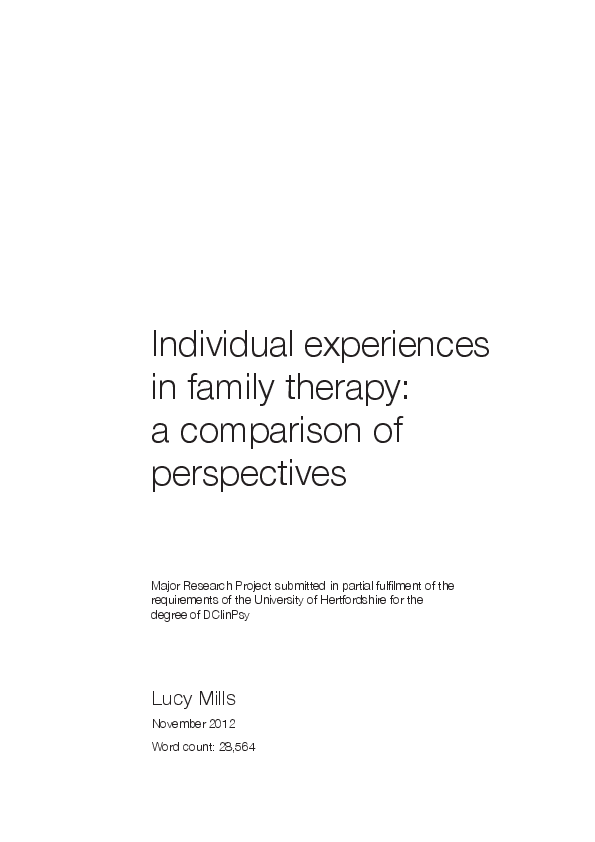 (PDF) Individual Perspectives in Family Therapy: a Comparison of ...