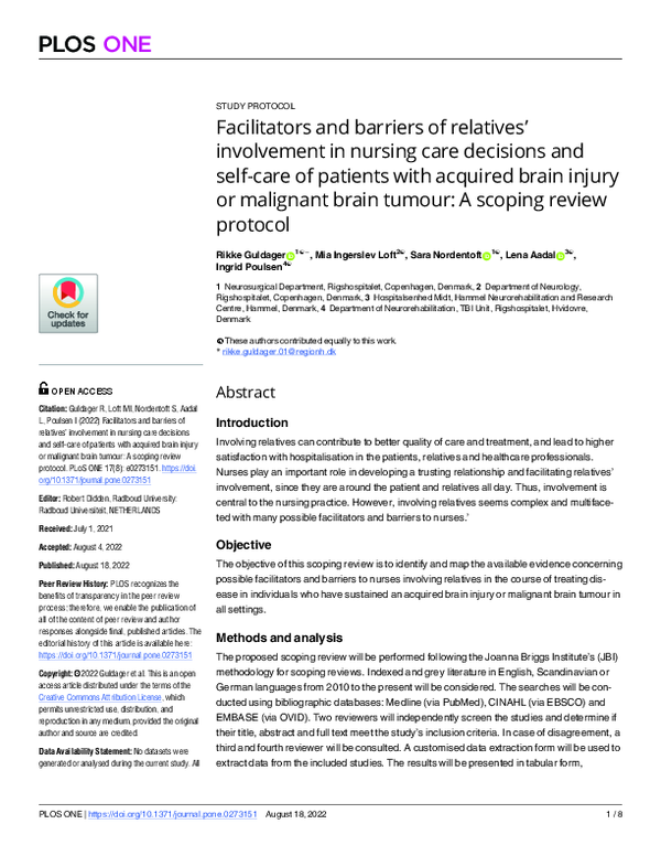 (PDF) Facilitators and barriers of relatives’ involvement in nursing ...