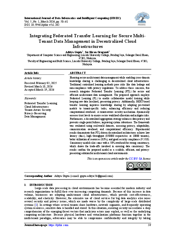 (PDF) Integrating Federated Transfer Learning for Secure Multi-Tenant ...