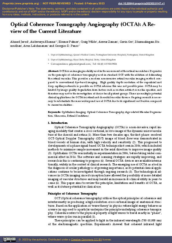 (PDF) Optical coherence tomography angiography (OCTA): A review of the ...