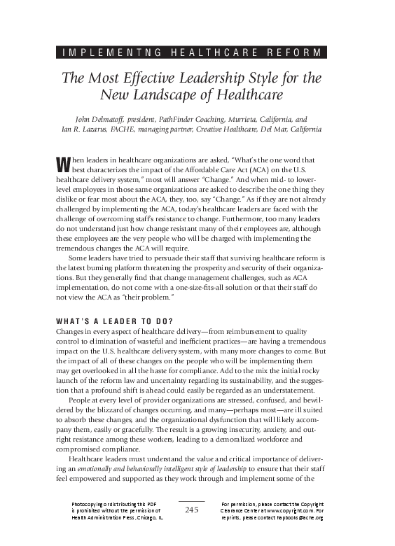 (PDF) The Most Effective Leadership Style for the New Landscape of ...