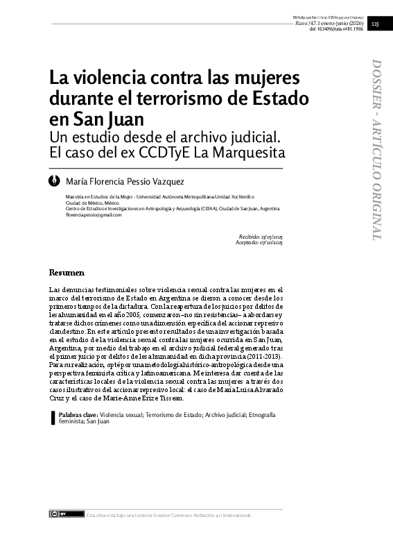 (PDF) La violencia contra las mujeres durante el terrorismo de Estado ...