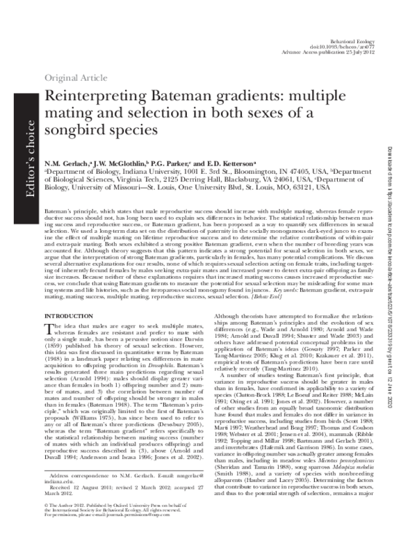 (PDF) Reinterpreting Bateman gradients: multiple mating and selection ...