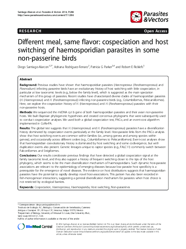 (PDF) Different meal, same flavor: cospeciation and host switching of ...