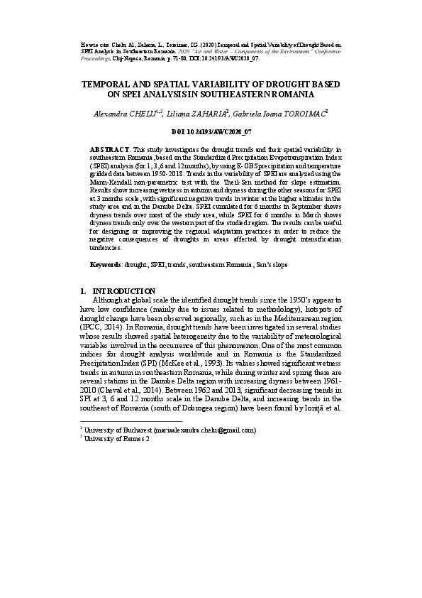 (PDF) Temporal and Spatial Variability of Drought Based on SPEI ...