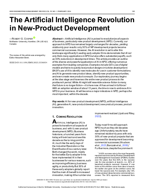 (PDF) The Artificial Intelligence Revolution in New-Product Development