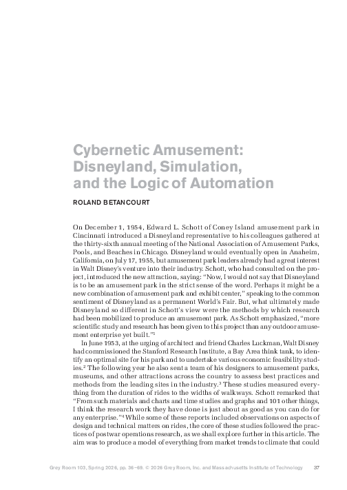 (PDF) Cybernetic Amusement: Disneyland, Simulation, and the Logic of ...