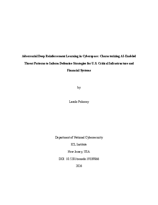 (PDF) Adversarial Deep Reinforcement Learning in Cyberspace ...