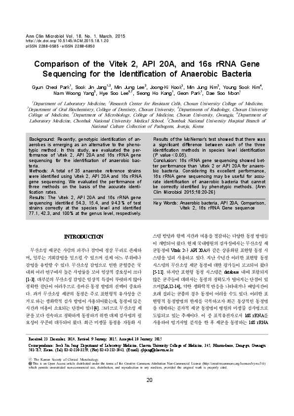 (PDF) Comparison of the Vitek 2, API 20A, and 16s rRNA Gene Sequencing ...