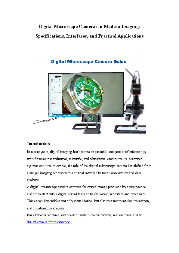 (PDF) Digital Microscope Cameras in Modern Imaging: Specifications ...