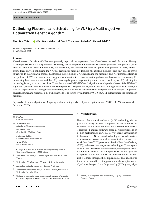 (PDF) Optimizing Placement and Scheduling for VNF by a Multi-objective ...
