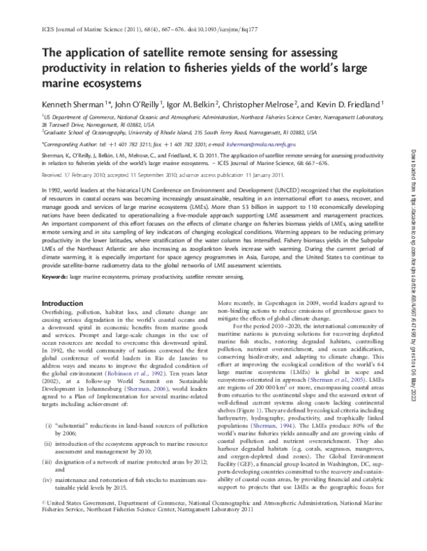 (PDF) The application of satellite remote sensing for assessing ...