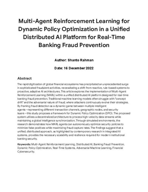 (PDF) Multi-Agent Reinforcement Learning for Dynamic Policy ...
