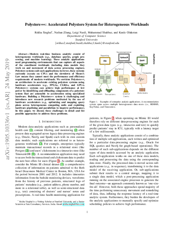(PDF) Polystore++: Accelerated Polystore System for Heterogeneous Workloads