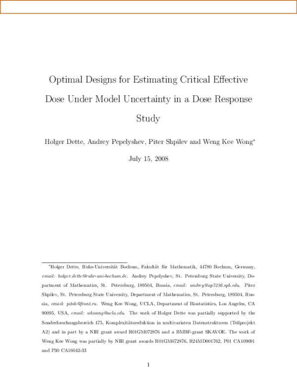 (PDF) Optimal designs for estimating critical effective dose under ...