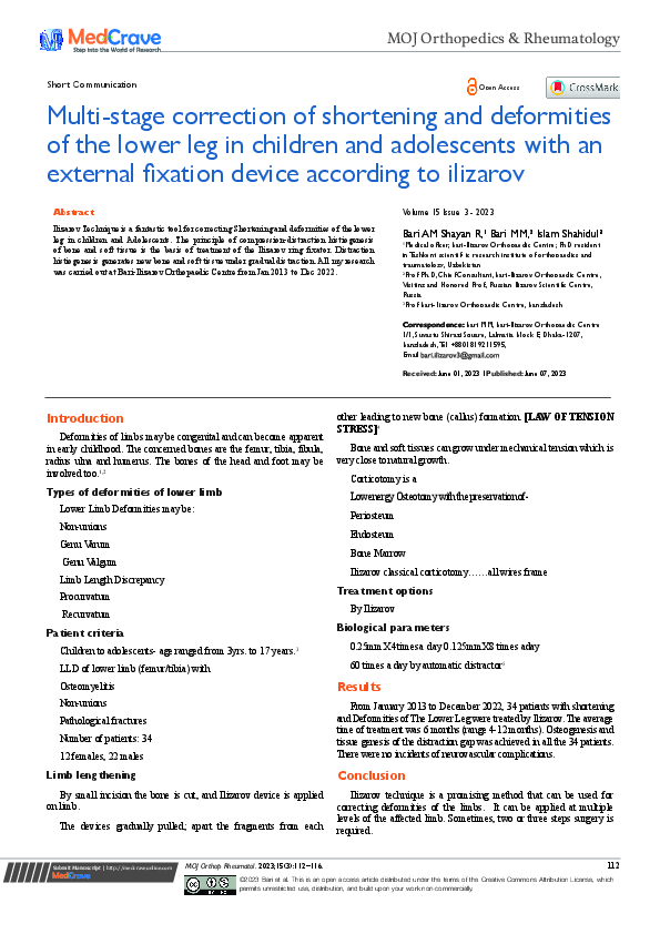 (PDF) Multi-stage correction of shortening and deformities of the lower ...