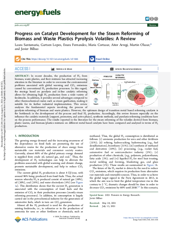(PDF) Progress on Catalyst Development for the Steam Reforming of ...
