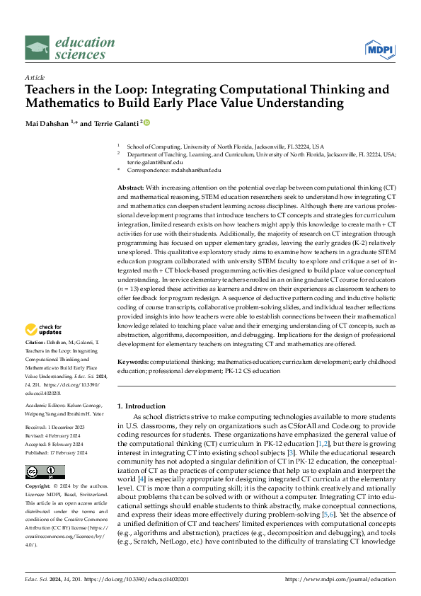 (PDF) Teachers in the Loop: Integrating Computational Thinking and ...