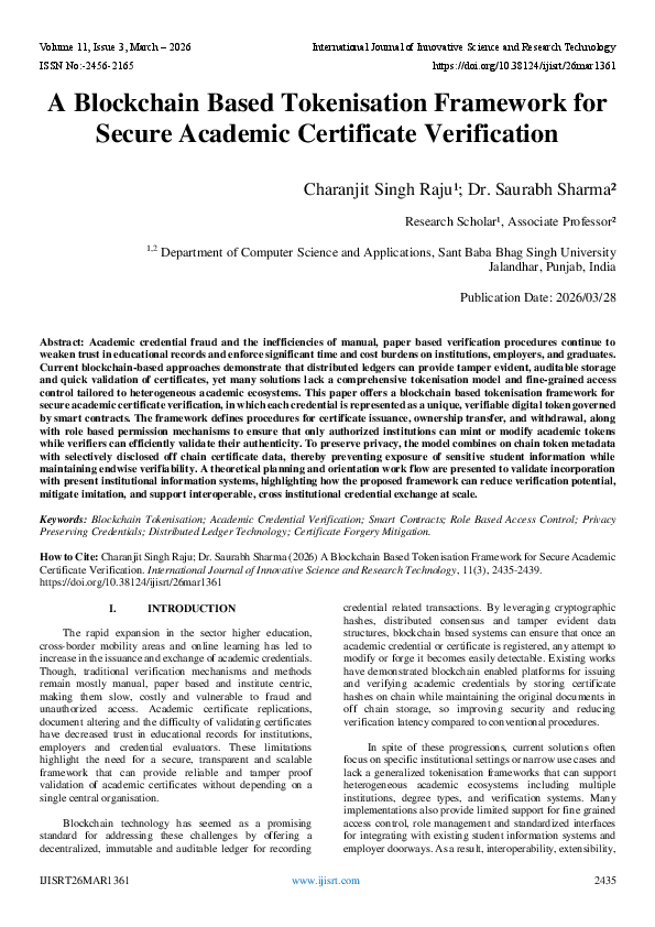 (PDF) A Blockchain Based Tokenisation Framework for Secure Academic ...