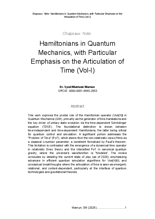 (PDF) Hamiltonians in Quantum Mechanics, with Particular Emphasis on ...