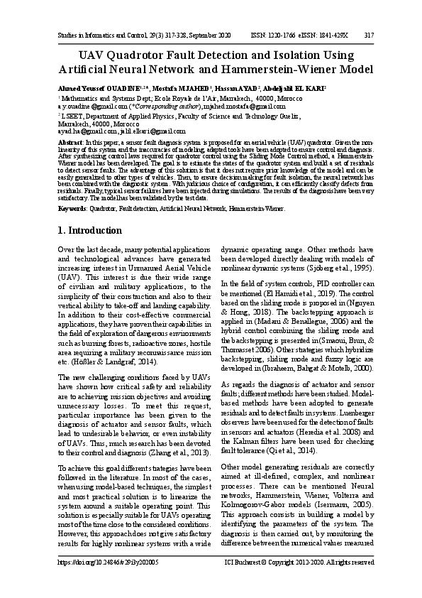 (PDF) UAV Quadrotor Fault Detection and Isolation Using Artificial ...