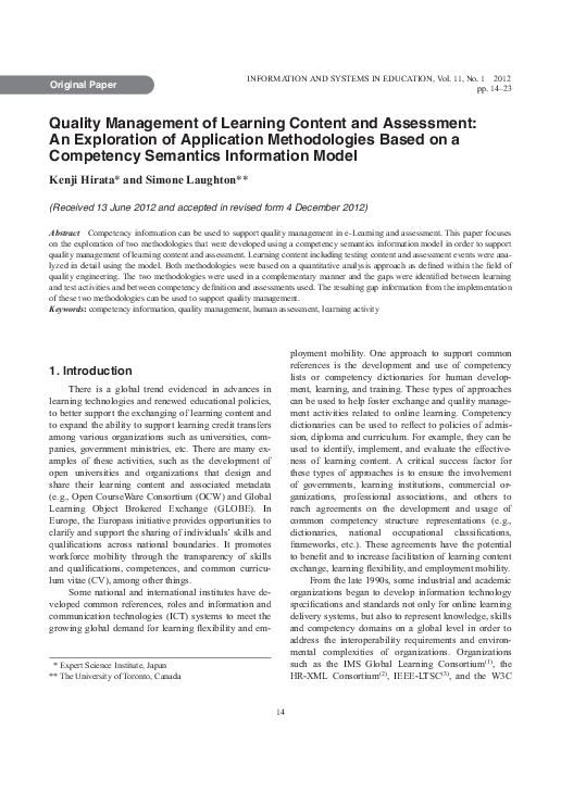 (PDF) Quality Management of Learning Content and Assessment: An ...
