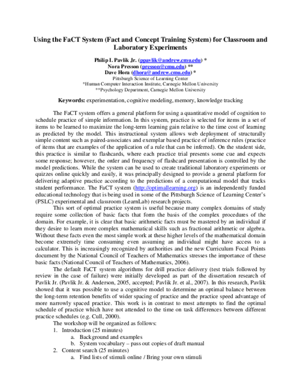 (PDF) Using the FaCT System (Fact and Concept Training System) for ...