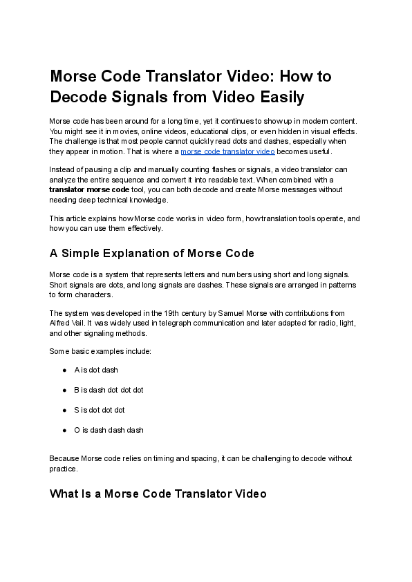 (PDF) Morse Code Translator Video: How to Decode Signals from Video Easily