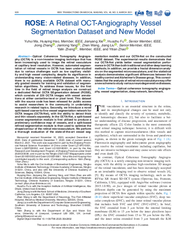 (PDF) ROSE: A Retinal OCT-Angiography Vessel Segmentation Dataset and ...