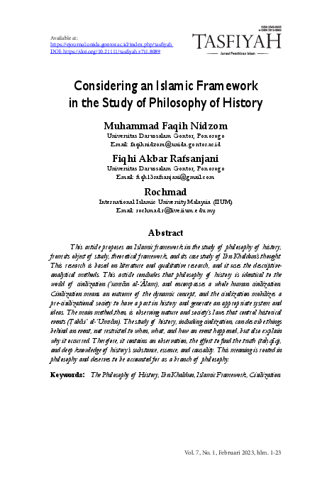 (PDF) Considering an Islamic Framework in the Study of Philosophy of ...