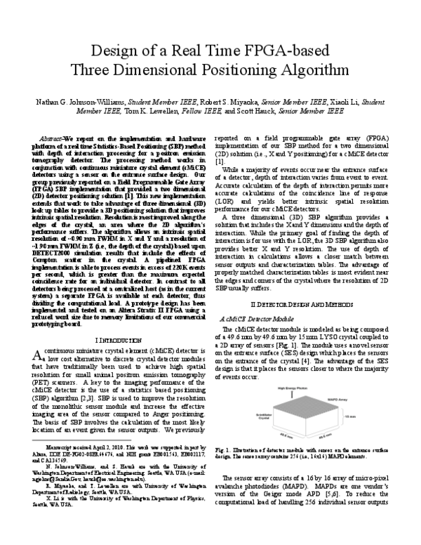 (PDF) Design of a Real Time FPGA-Based Three Dimensional Positioning ...