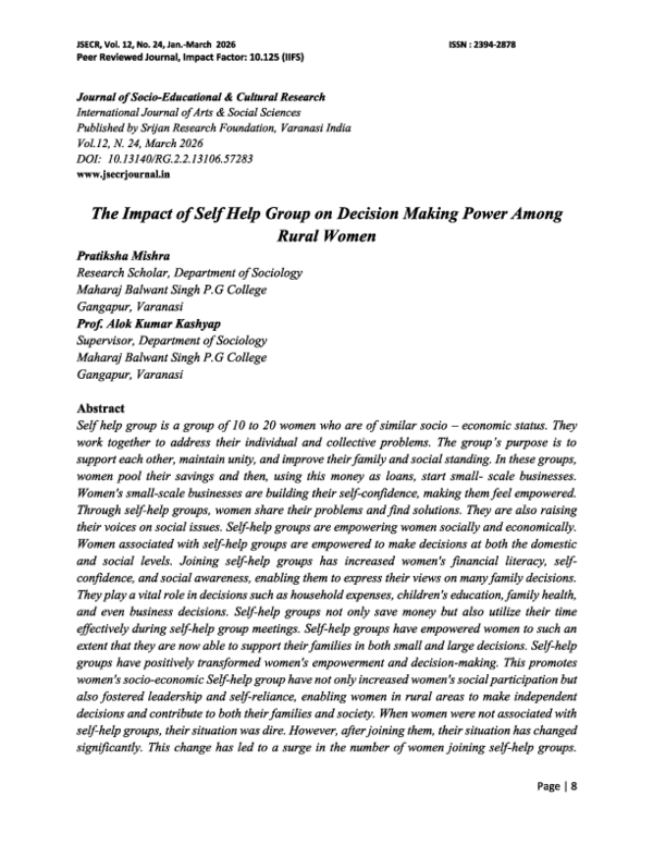 (PDF) The Impact of Self Help Group on Decision Making Power Among ...