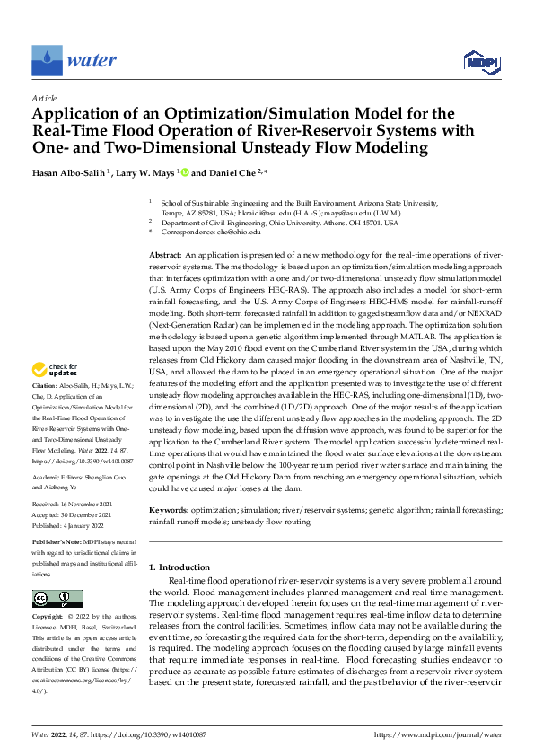 (PDF) Application of an Optimization/Simulation Model for the Real-Time ...