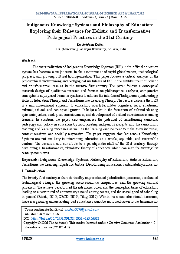 (PDF) Indigenous Knowledge Systems and Philosophy of Education ...