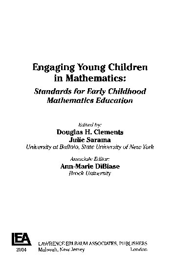 (PDF) Engaging Young Children in Mathematics: Standards for Early ...