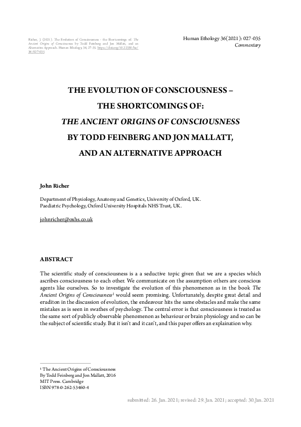 (PDF) The Evolution of Consciousness - The Shortcomings of: The Ancient ...