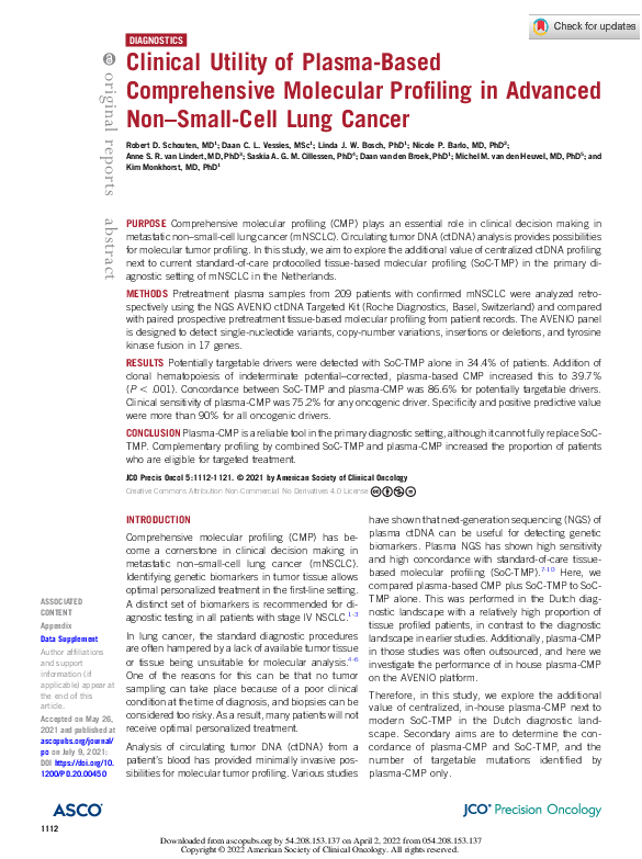 (PDF) Clinical Utility of Plasma-Based Comprehensive Molecular ...