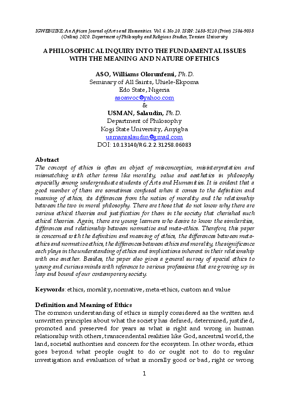 (PDF) A Philosophical Inquiry Into the Fundamental Issues with the ...