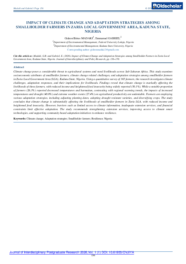 (PDF) IMPACT OF CLIMATE CHANGE AND ADAPTATION STRATEGIES AMONG ...